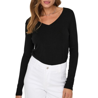Only  Camisola Venice Life  Vneck Pullo Knt  Black