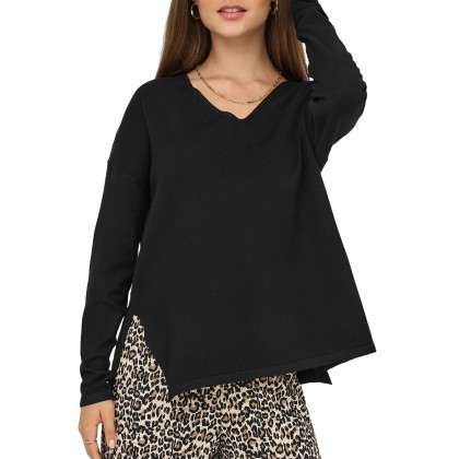 Only Camisola Onlamalio Life Ls V-neck Knt Black