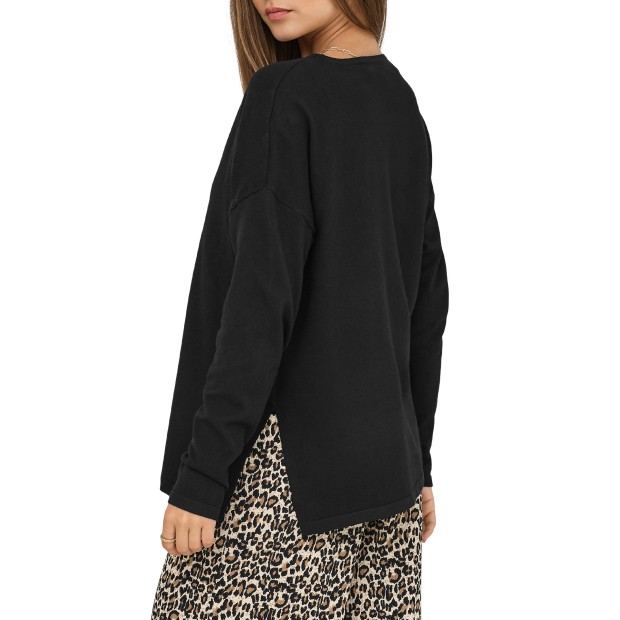 Only Camisola Amalio Life V-Neck Knt Black Cloud Danc