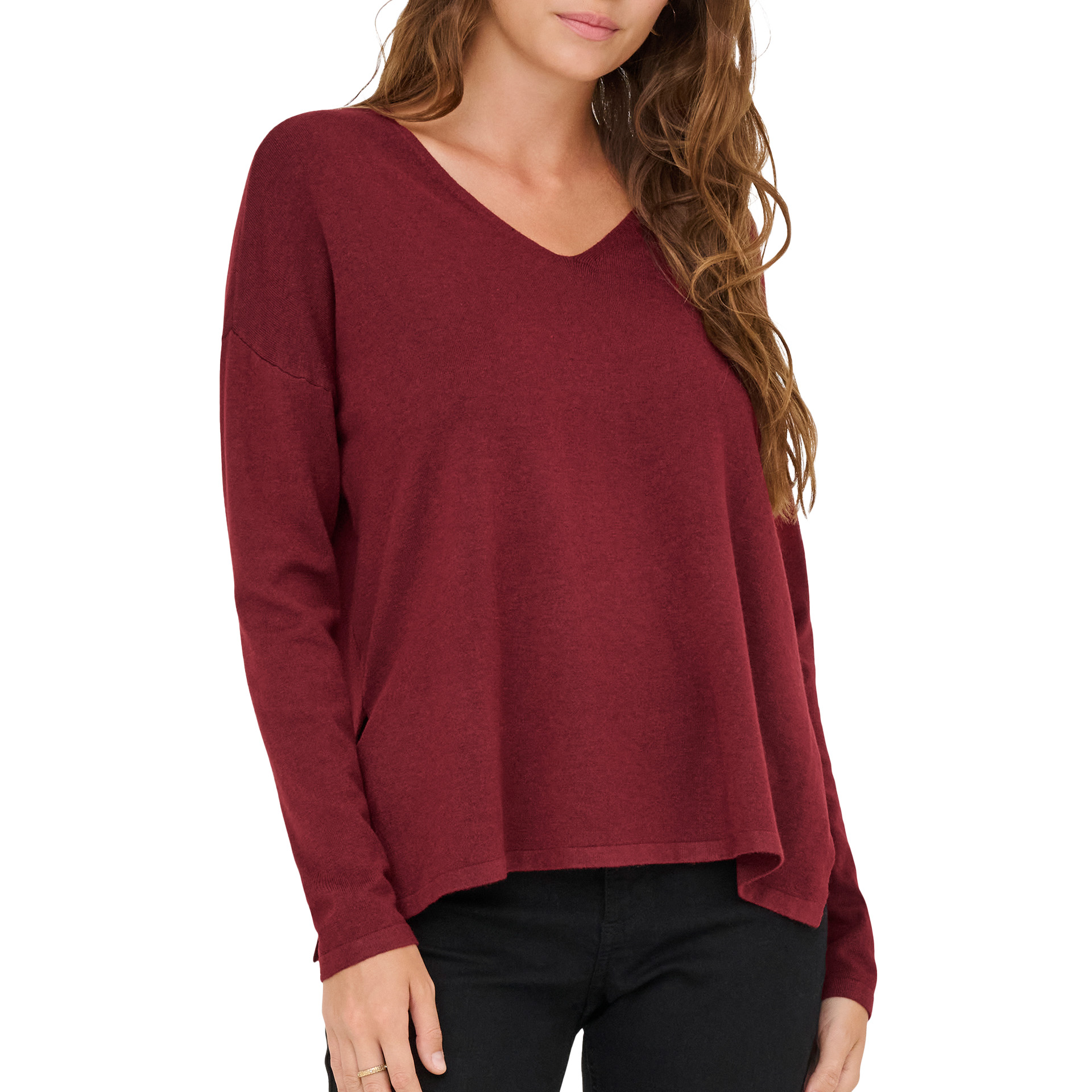 Only Camisola Amalio Life V-Neck Knt Cabernet Cloud D