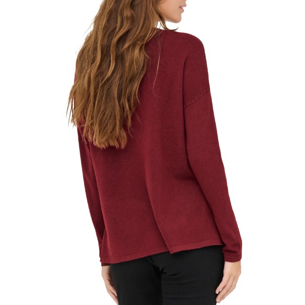 Only  Camisola Amalio Life  V-Neck Knt Cabernet Cloud D