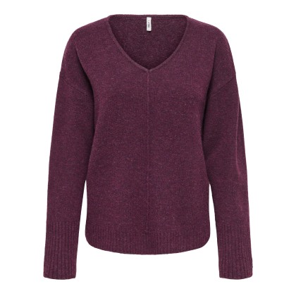Only  Camisola Whitney Life  V-Neck Knt Mauve Wine Mela