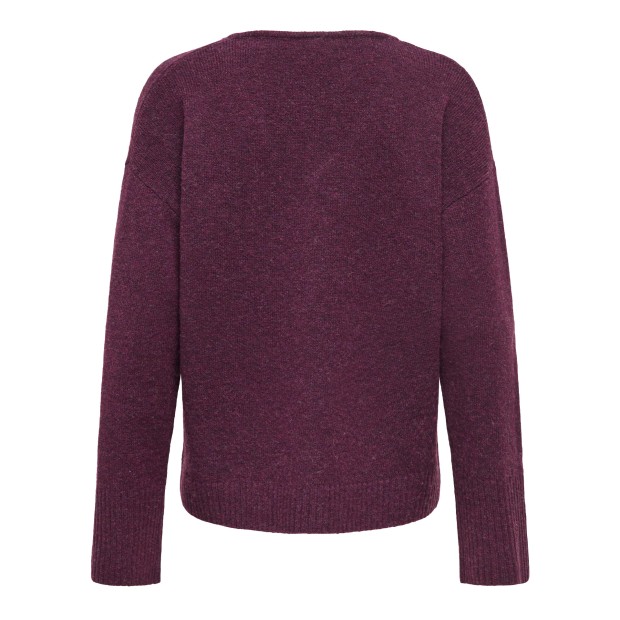 Only  Camisola Whitney Life  V-Neck Knt Mauve Wine Mela