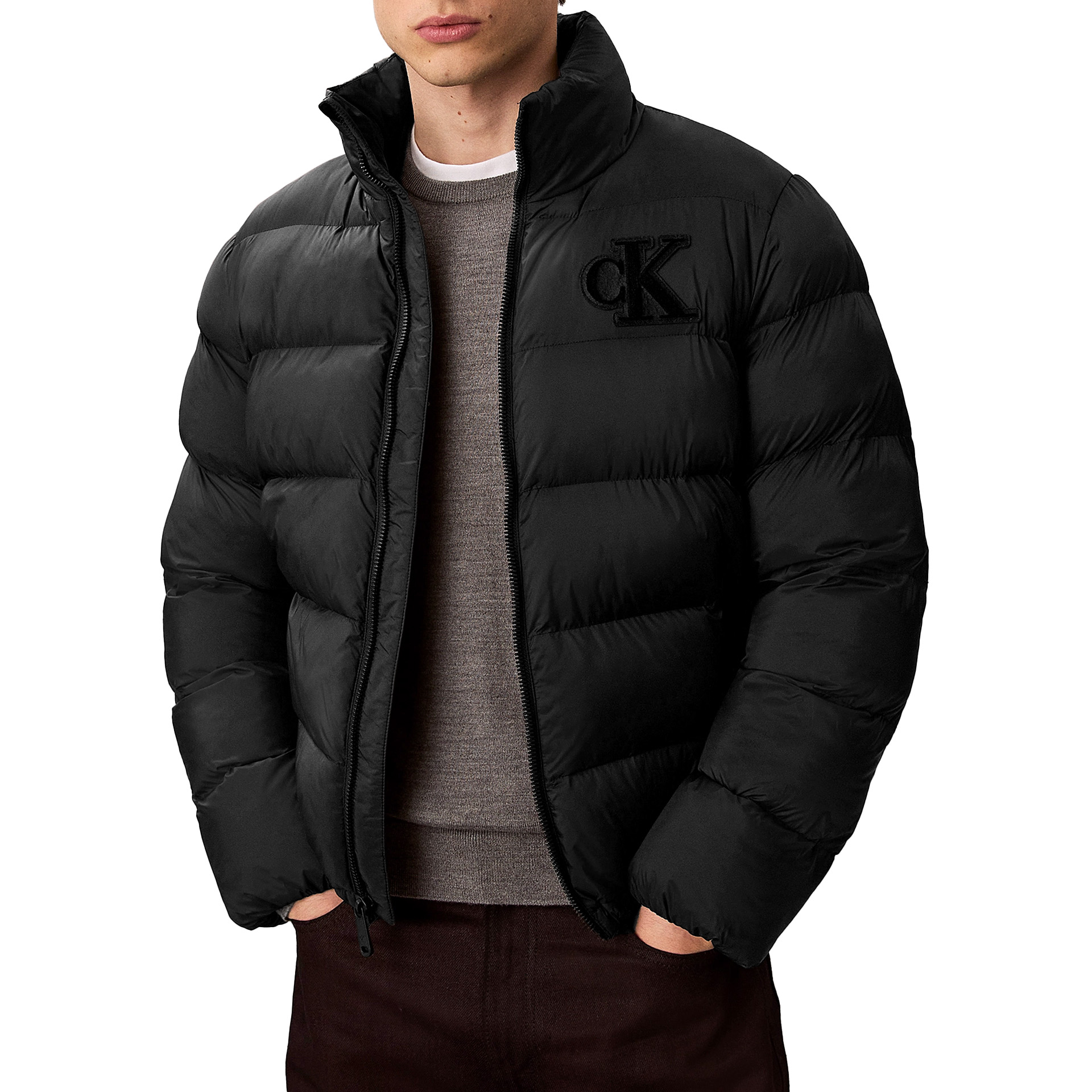 Calvin Klein Casaco Nylon Monogram Puffer Jkt Black