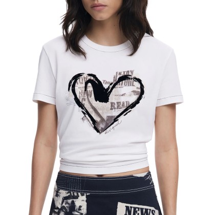 Desigual T-shirt Letter Core Branco