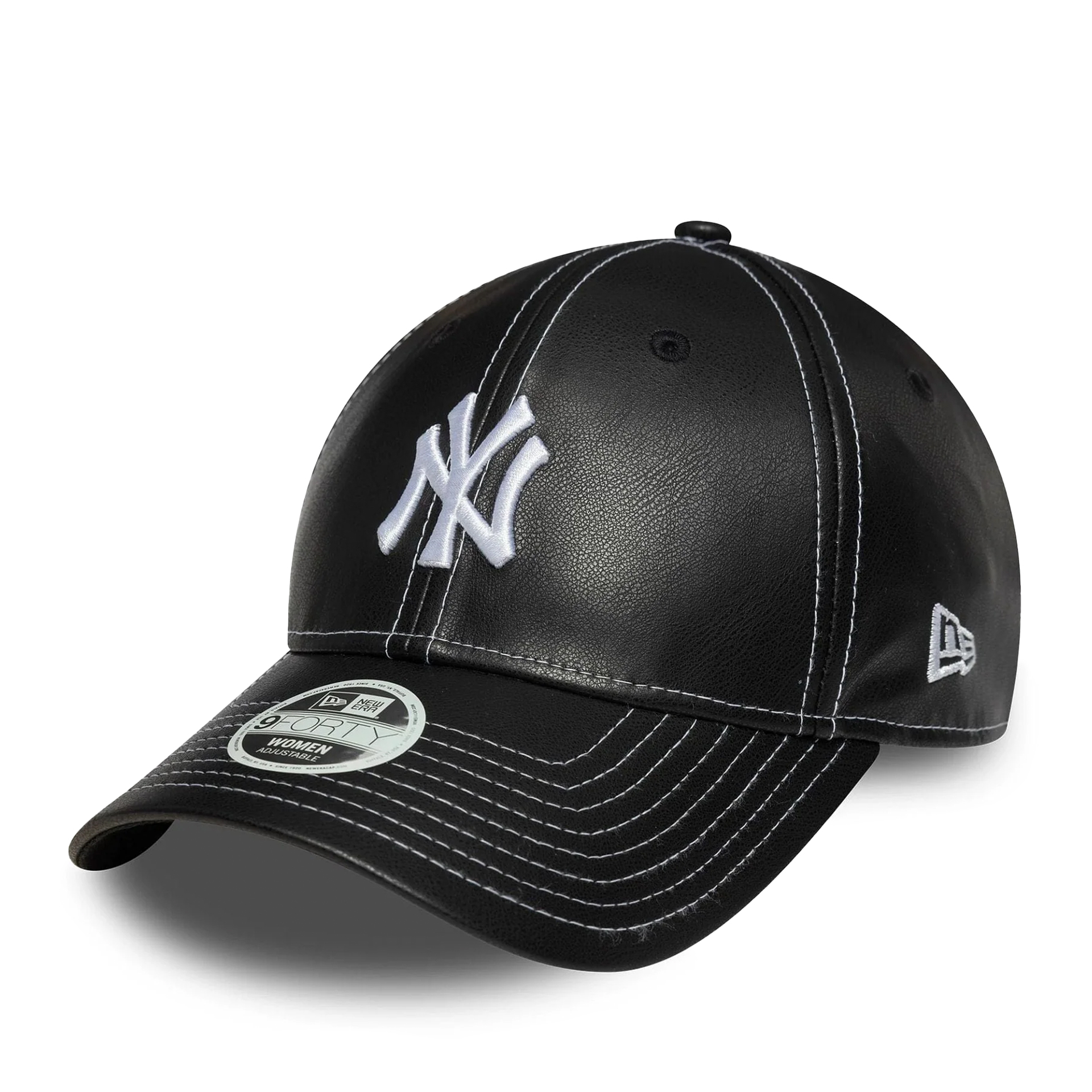New Era Wmns Topstitch Pu 9forty Neyyan  Blkwhi New York Yankees