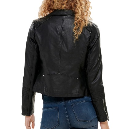 Only  Casaco Gemma Faux Leather Biker Otw  Black