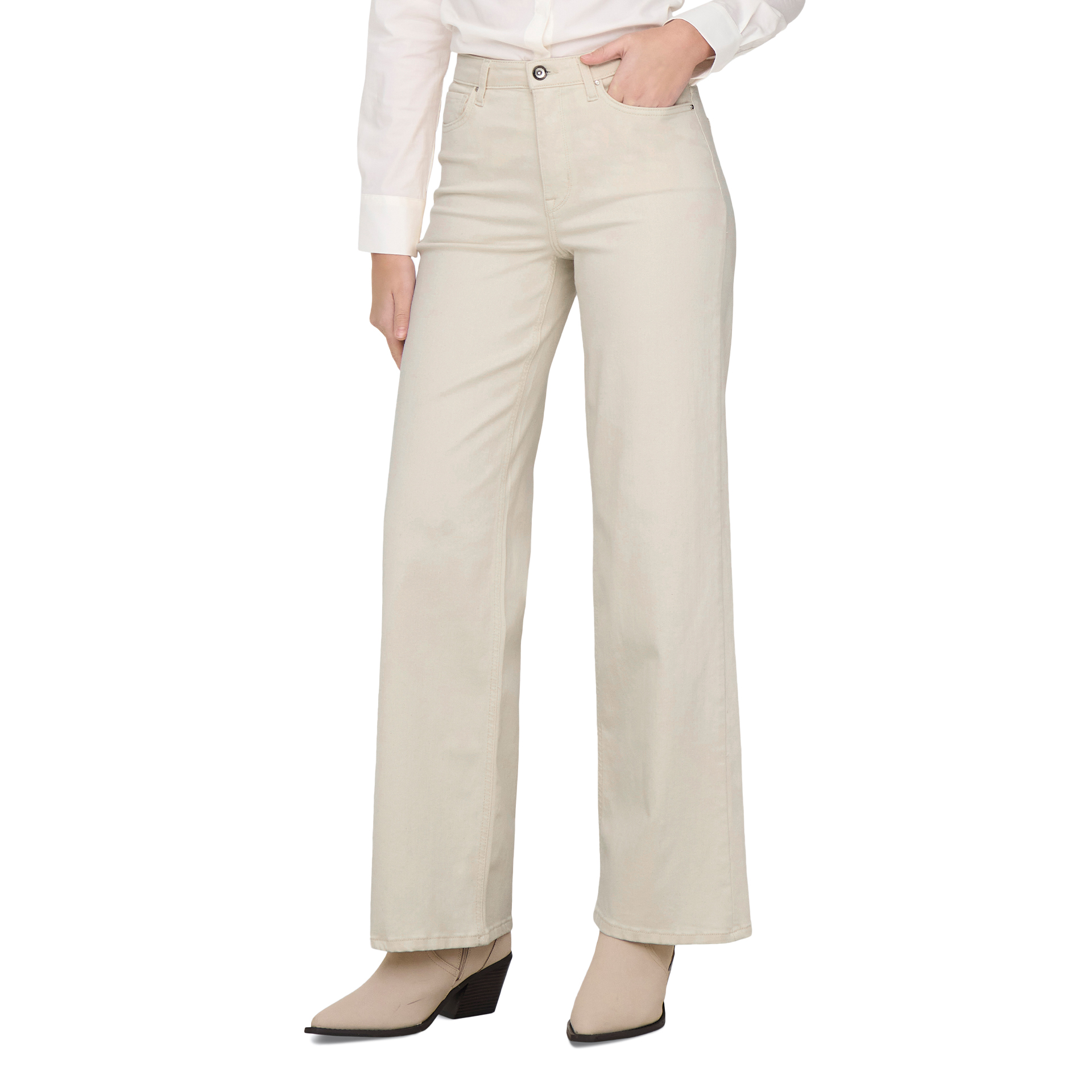 Only Onlmadison Blush Hw Wide Dnm Cro Noos Ecru