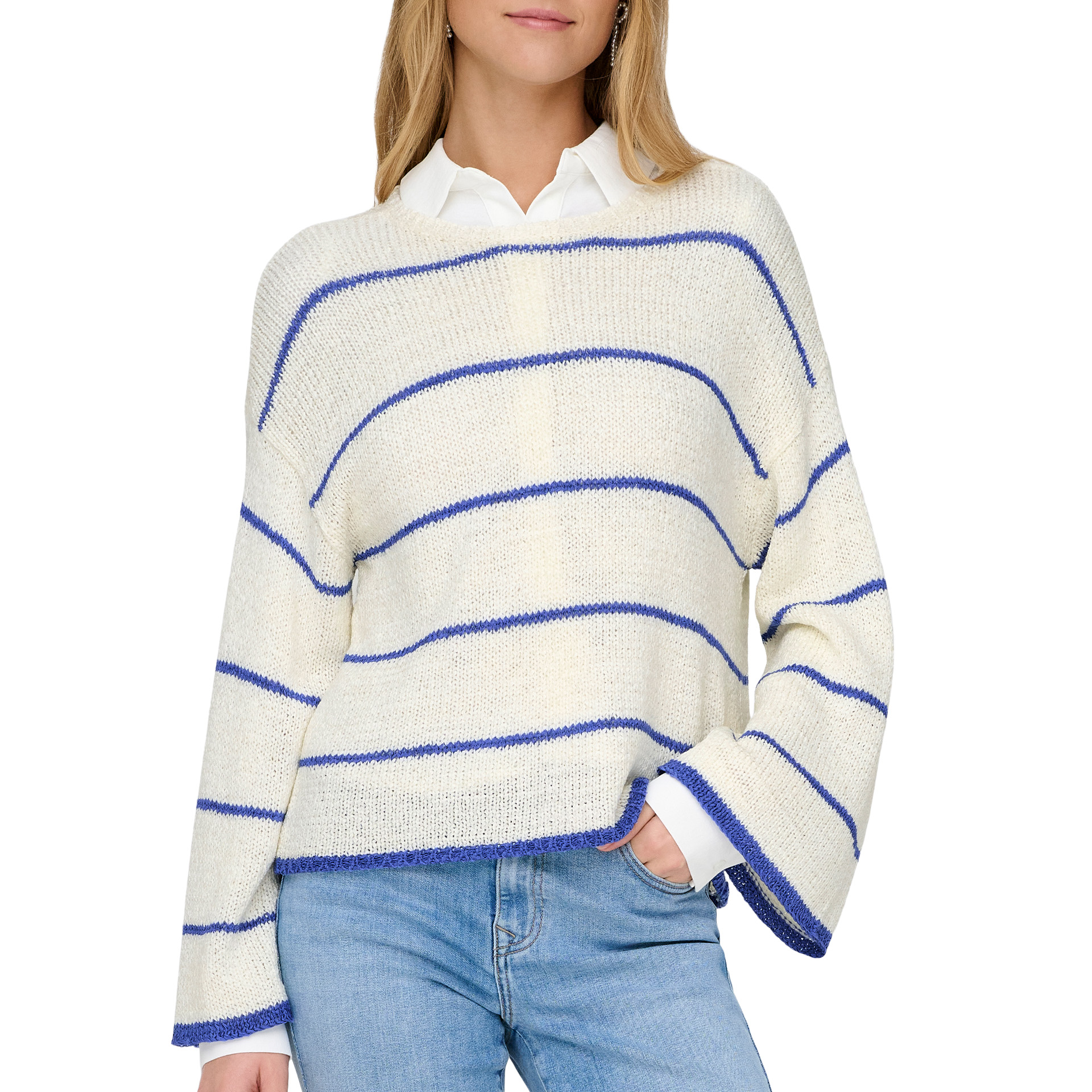 Only Onlgeena 7/8 Stripe O-neck Knt