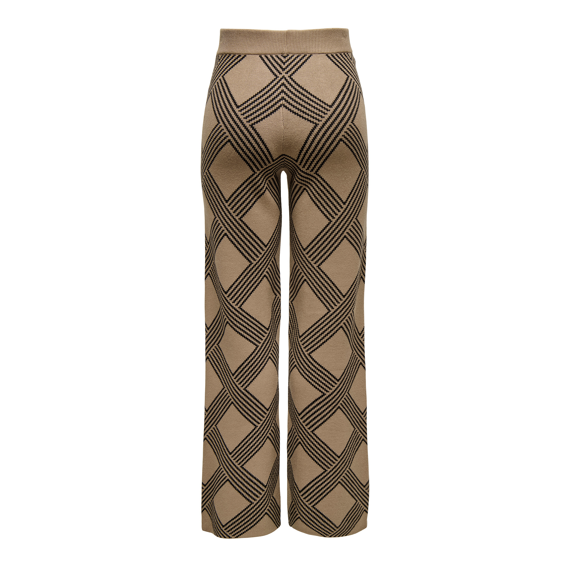 Only Calça Anny Jq Knt Cocoa Créme Black Weave