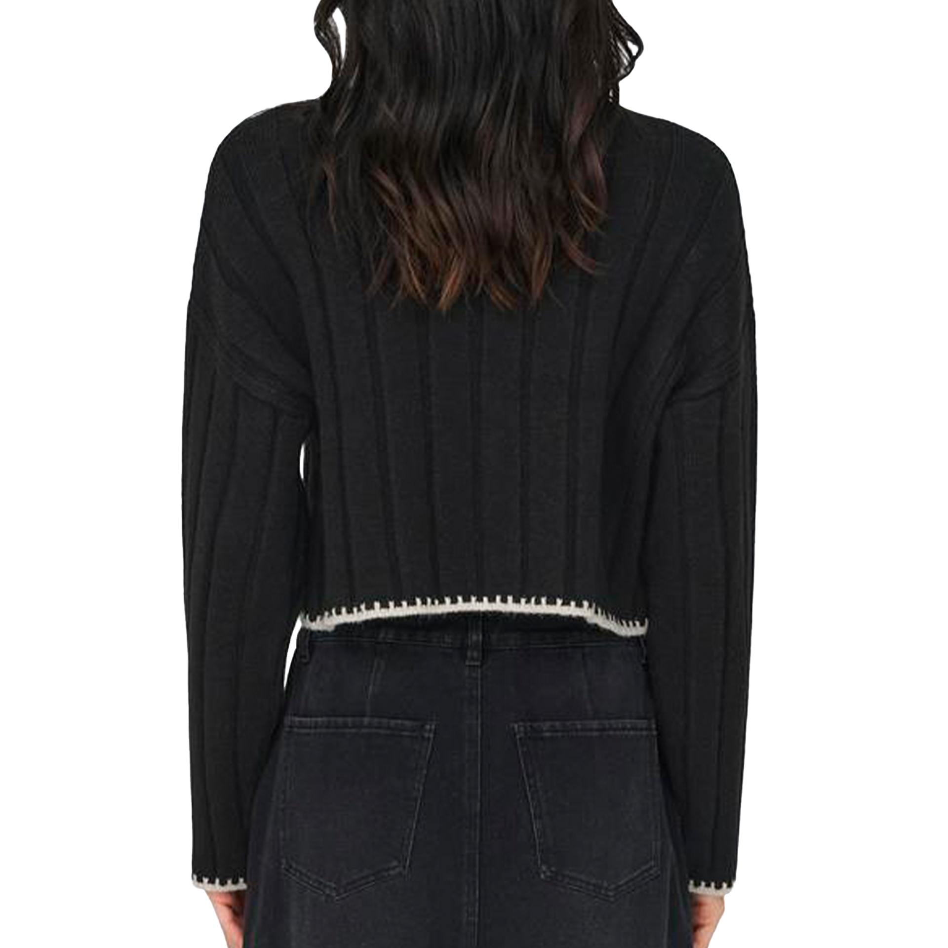 Only Onlchick Stitch Ls Highneck Knt Noos Black