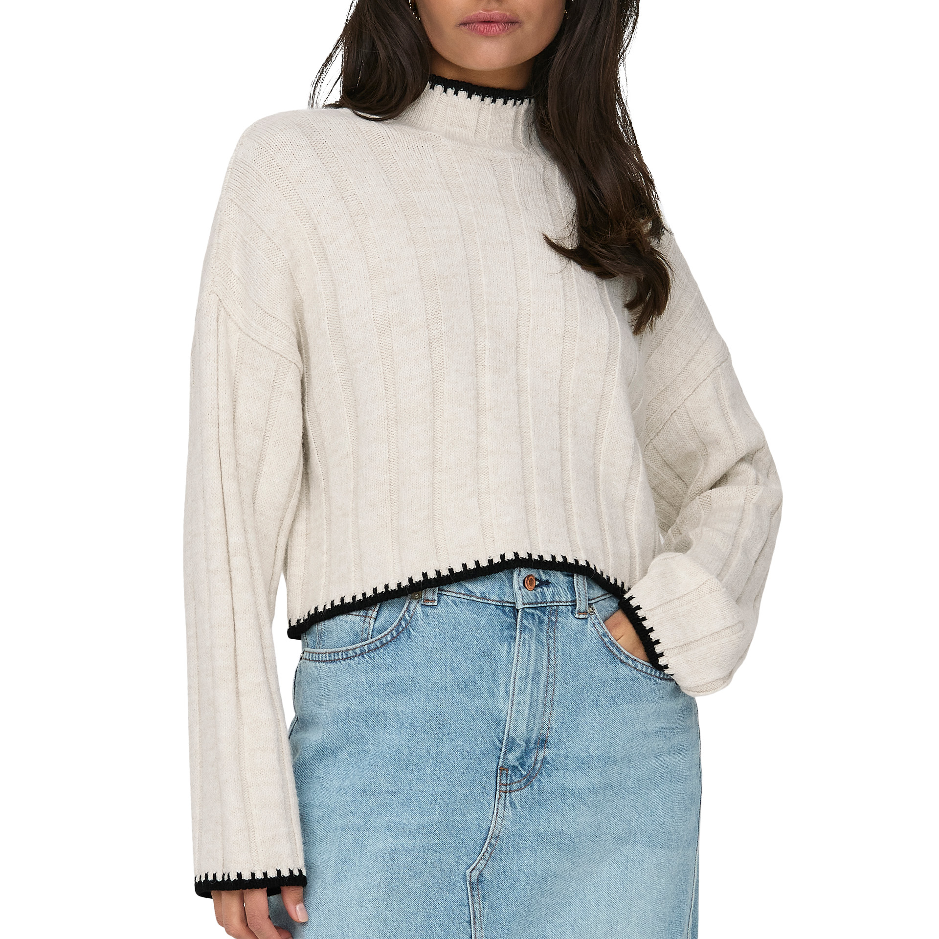 Only Camisola Chick Stitch Highneck Knt Pumice S