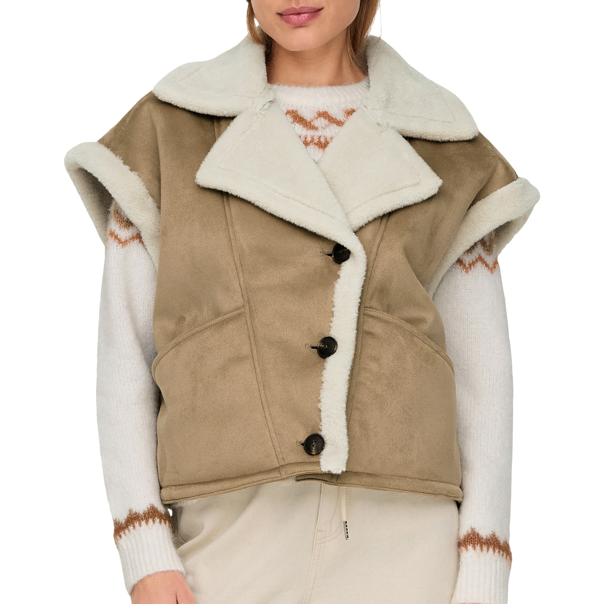 Only Onlrosalique Bonded Waistcoat Otw Tannin