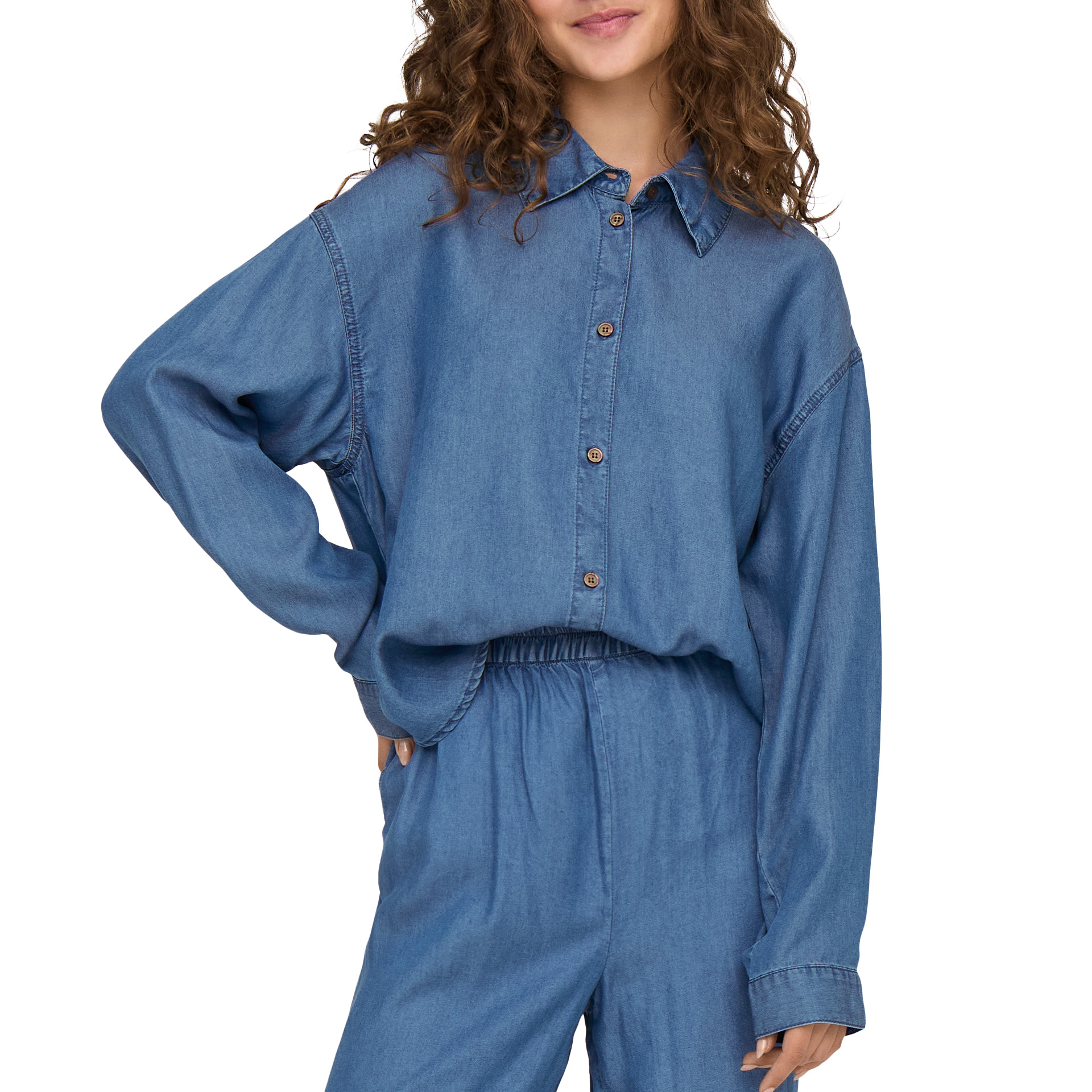 Only Onlcharis Life Ls Shirt Cc Wvn Medium Blue Denim