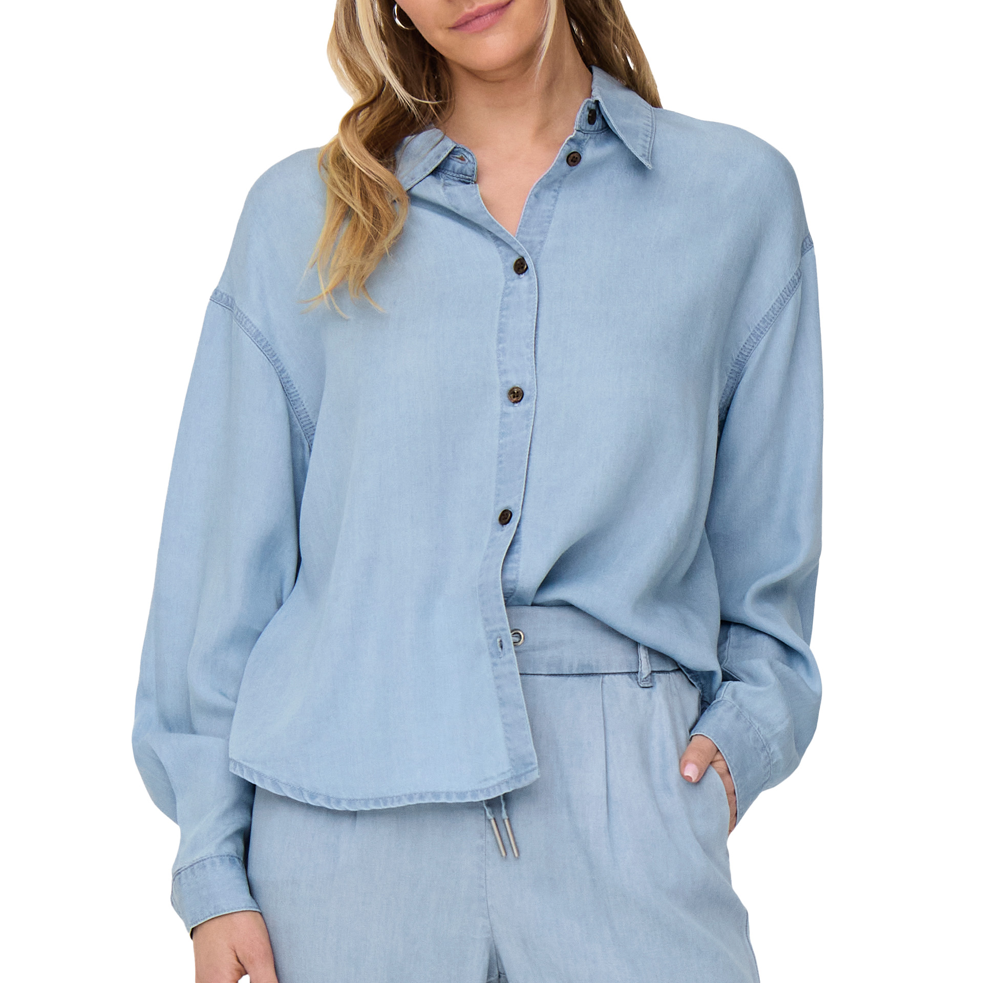 Only Onlcharis Life Ls Shirt Cc Wvn Light Blue Denim