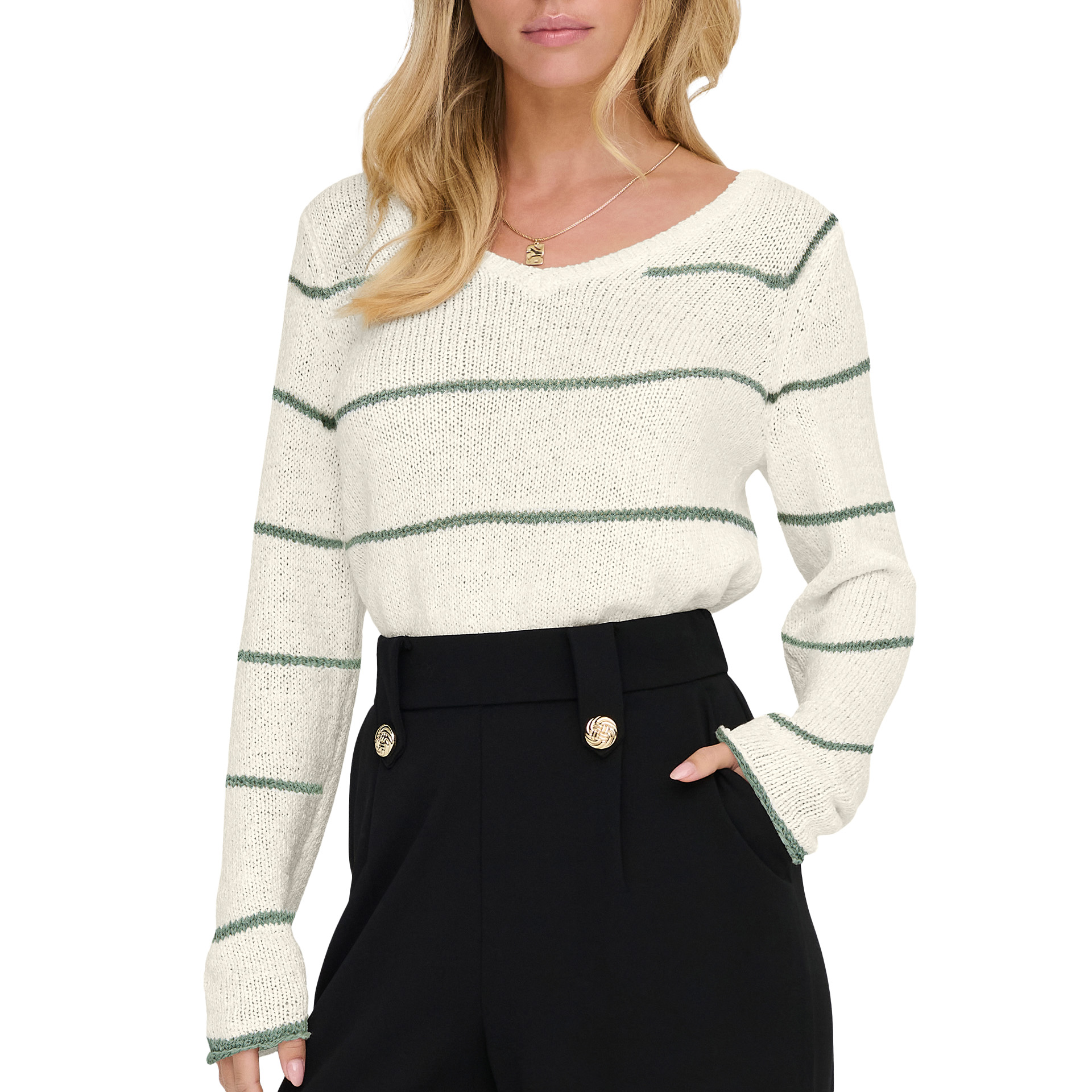 Only Onlgeena L/s V-neck Knt Noos Cloudwlily