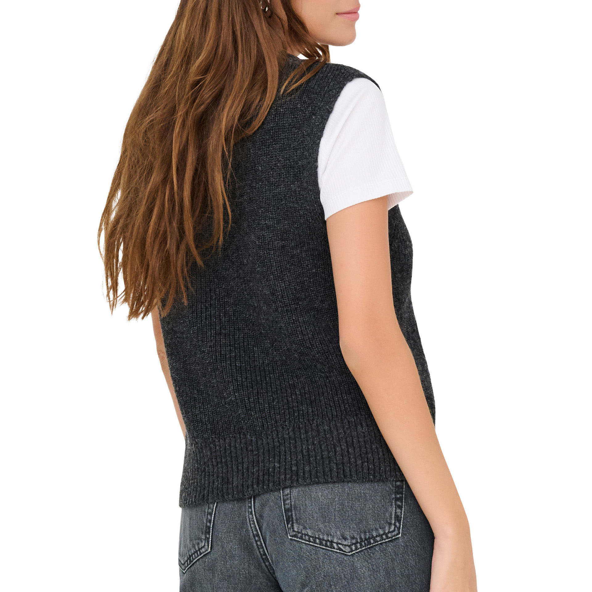 Only Colete Paris Life Sl Slit Knt Dark Grey Melange