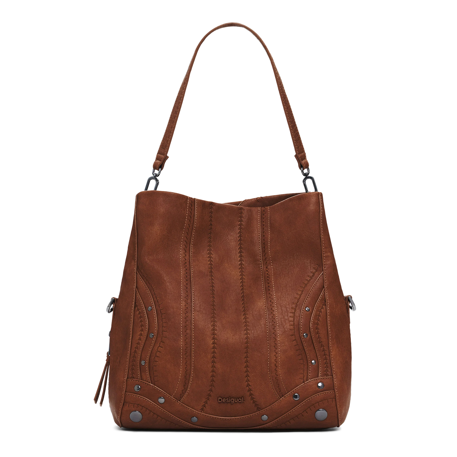 Desigual Mala Embro Patch Loverty Castanho