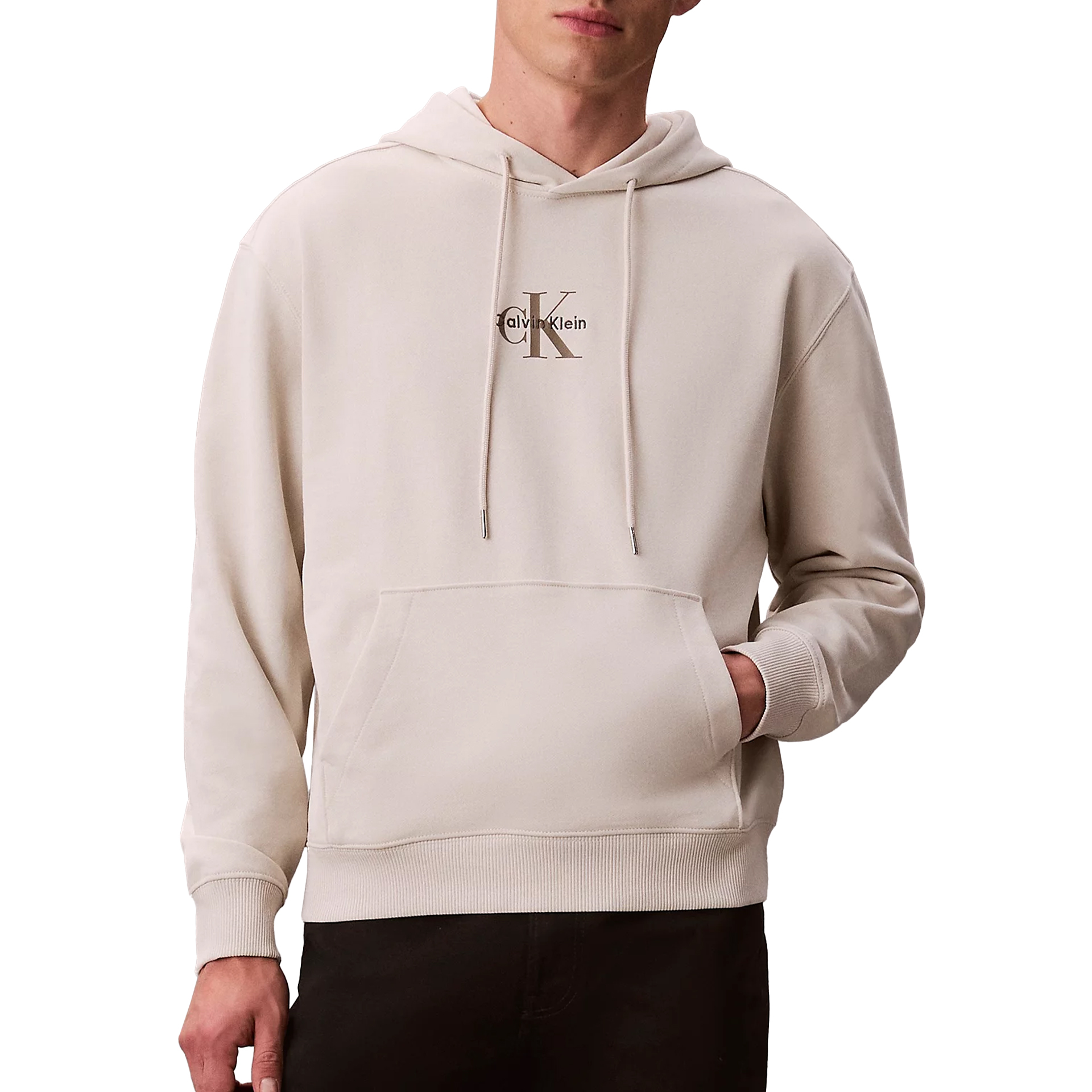 Calvin Klein Sweat Eu 350terry Micro Monologo Ho White