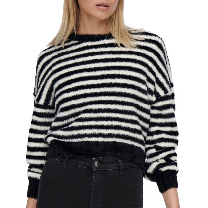 Only  Camisola Piumo  Knt  Black W. Egret