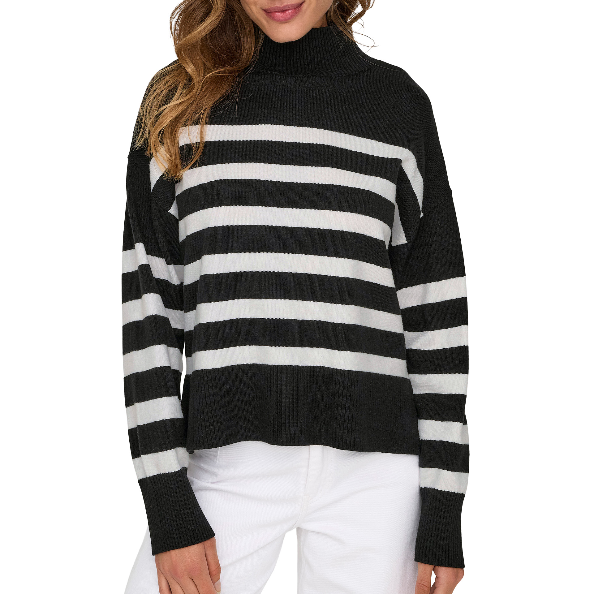 Only Camisola Bari Highneck Knt Black Cloud Dan