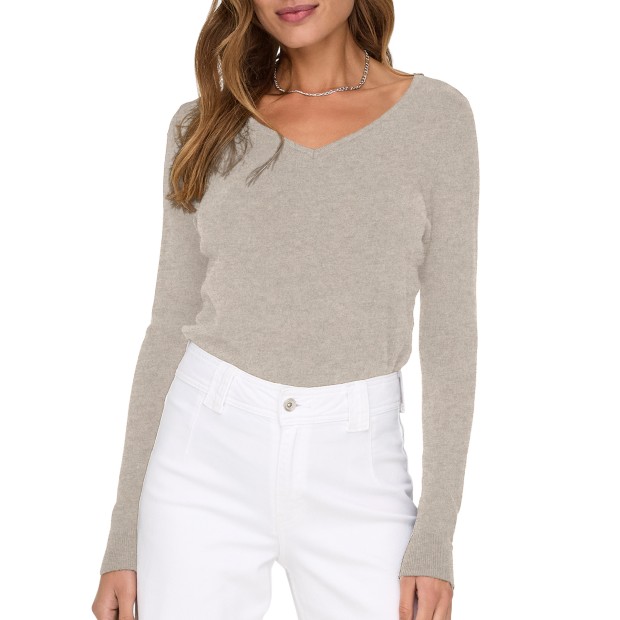 Only  Camisola Venice Life  Vneck Pullo Knt  Whitec