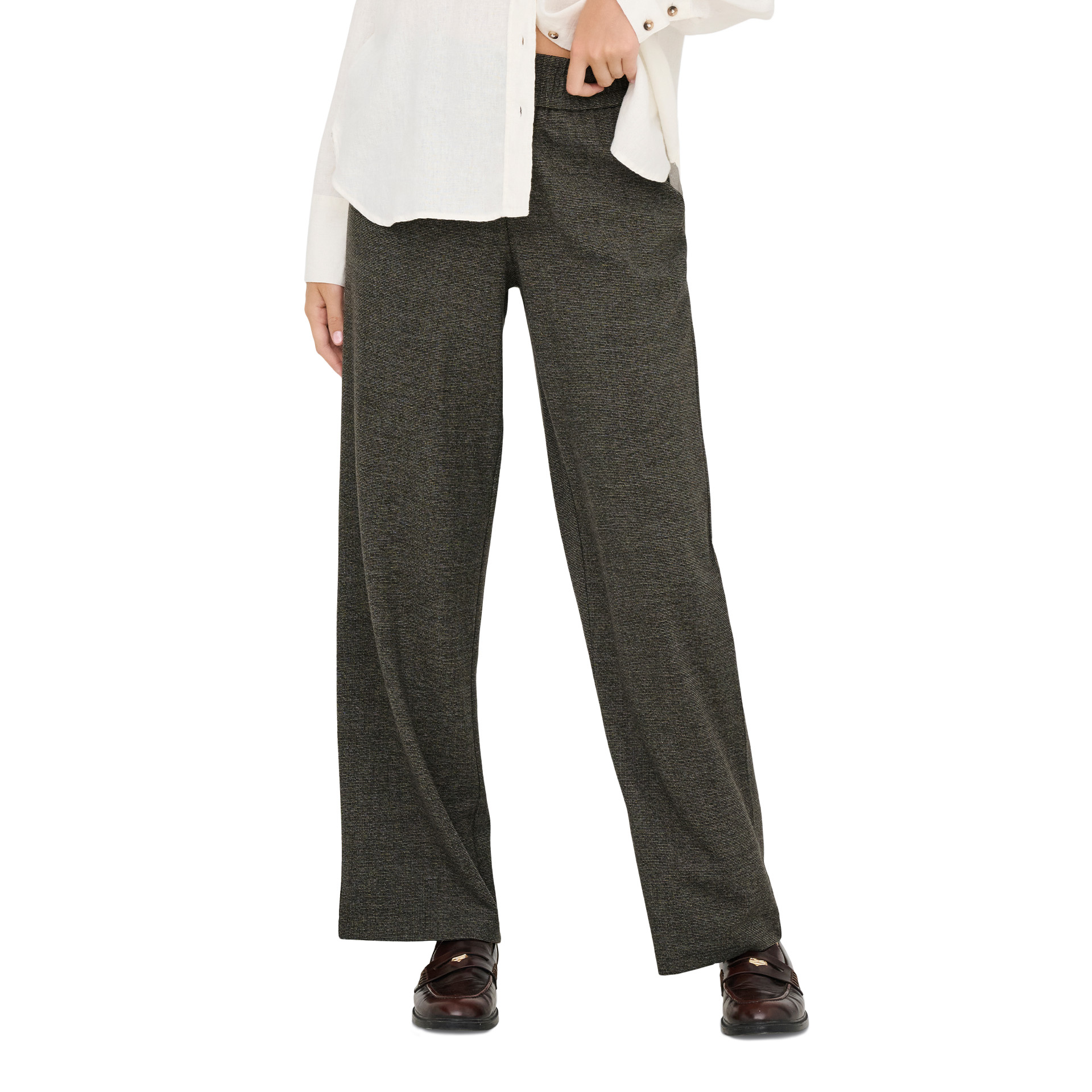 Only Calça Dell Mw Wide Tlr Dark Brow Mel