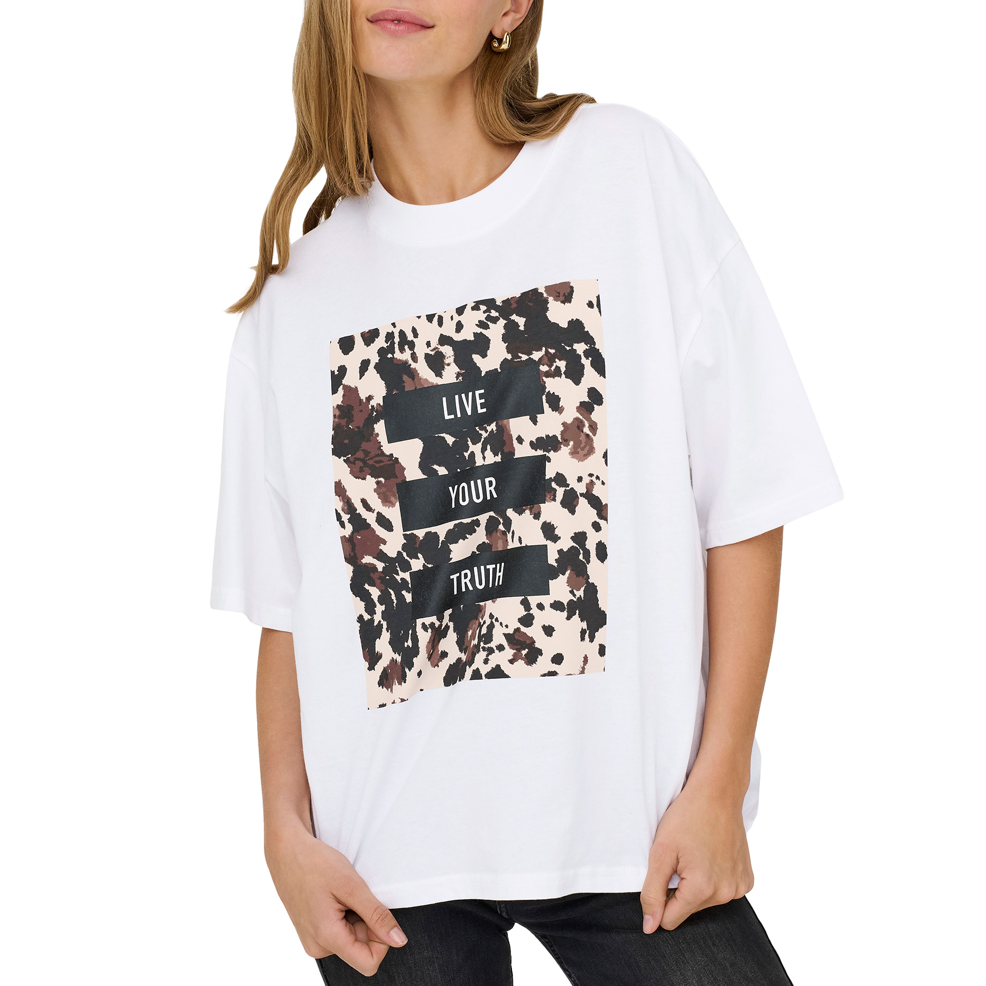 Only T-Shirt Riri Aop Print Box Jrs Bright White Wil