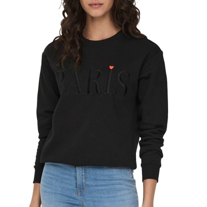 JDY Sweat Jdyparis L/s Emb Jrs Noos Black Paris Heart Embroidery