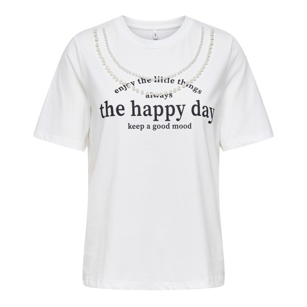 Only  Jolly Life  Boxy Print Top Jrs Pearl Ne
