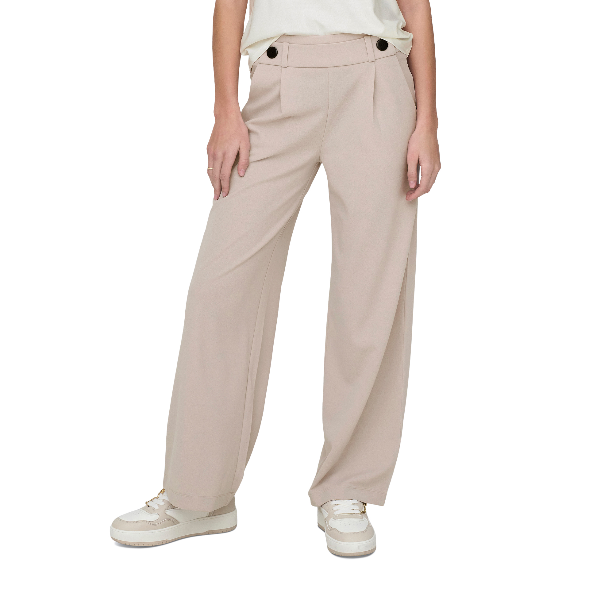 JDY Calça Geggo Life New Chateau Gray Black Buttons