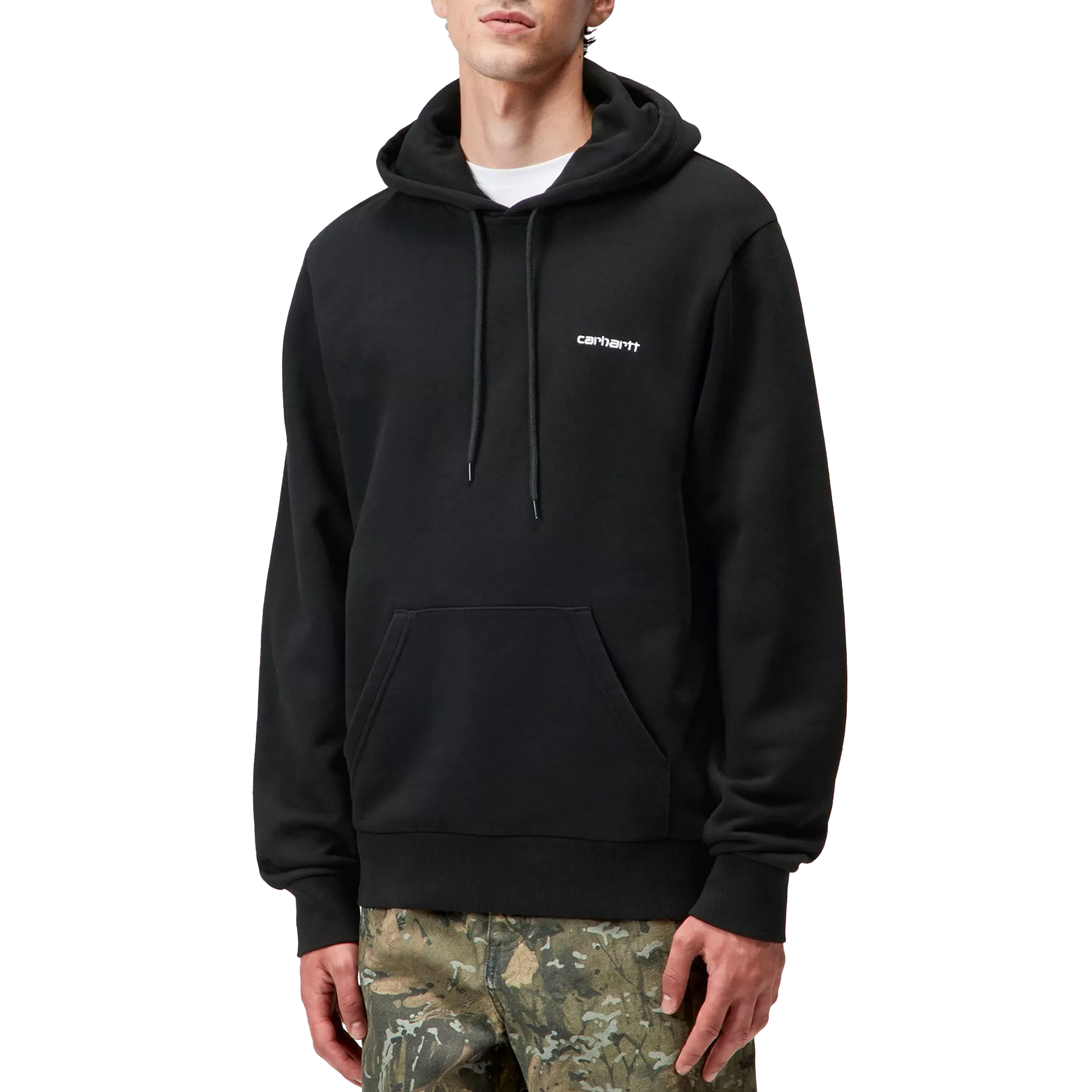 Carhartt Wip Sweat T-shirt Hooded Script Embroidery Black White