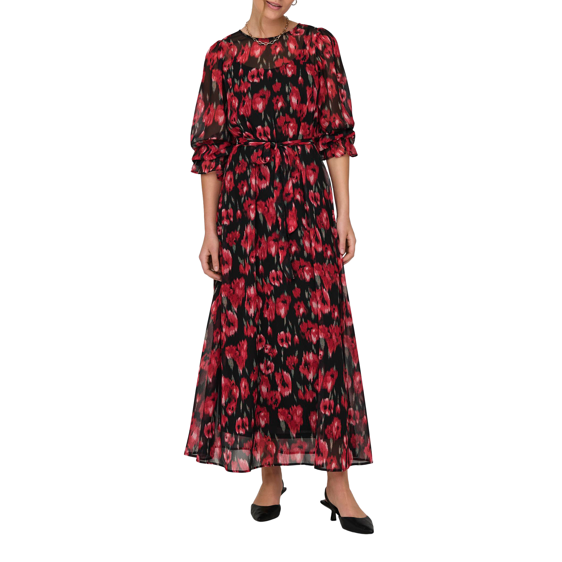 Only Vestido Marise L/s Ankle Poppy Red Ik