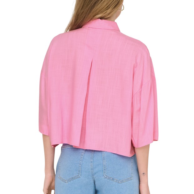 Only Onlastrid Life 2/4 Crop Shirt Wvn Noos Begonia Pink