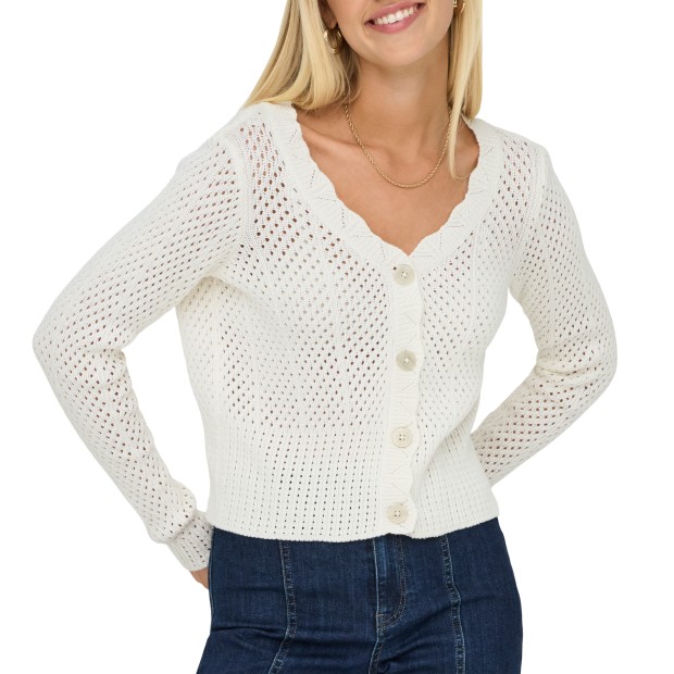Only Onlroselia Ls V-neck Cardi Knt Cloud Dancer