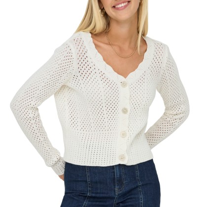Only Onlroselia Ls V-neck Cardi Knt Cloud Dancer