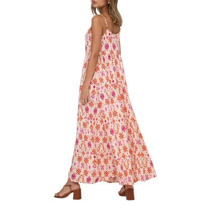 Only Onlabiella Strap Ankel Dress Wvn Cloud Dancer Pink & Orange Only Onlabiella Strap Ankel Dress Wvn Cloud Dancer Pink & Orange