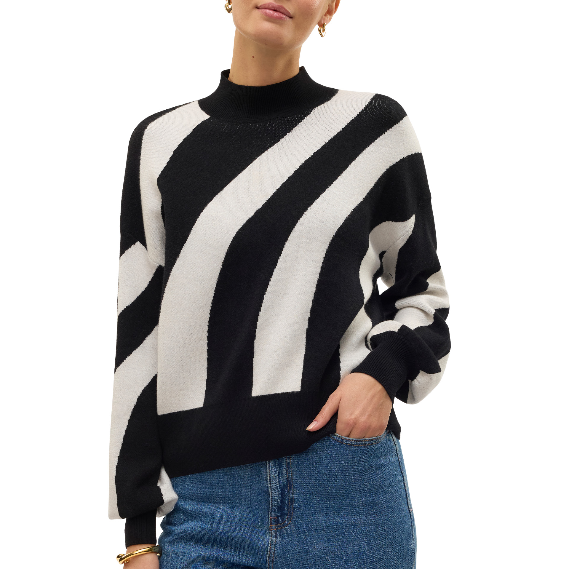 Vero Moda Vmnewlabi Stripe Highneck Pullover Ga