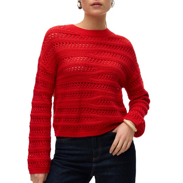 Vero Moda Vmlilja Ls O-neck Pullover Ga Fiery Red