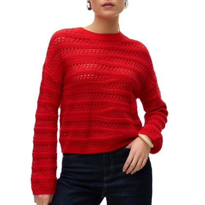 Vero Moda Vmlilja Ls O-neck Pullover Ga Fiery Red