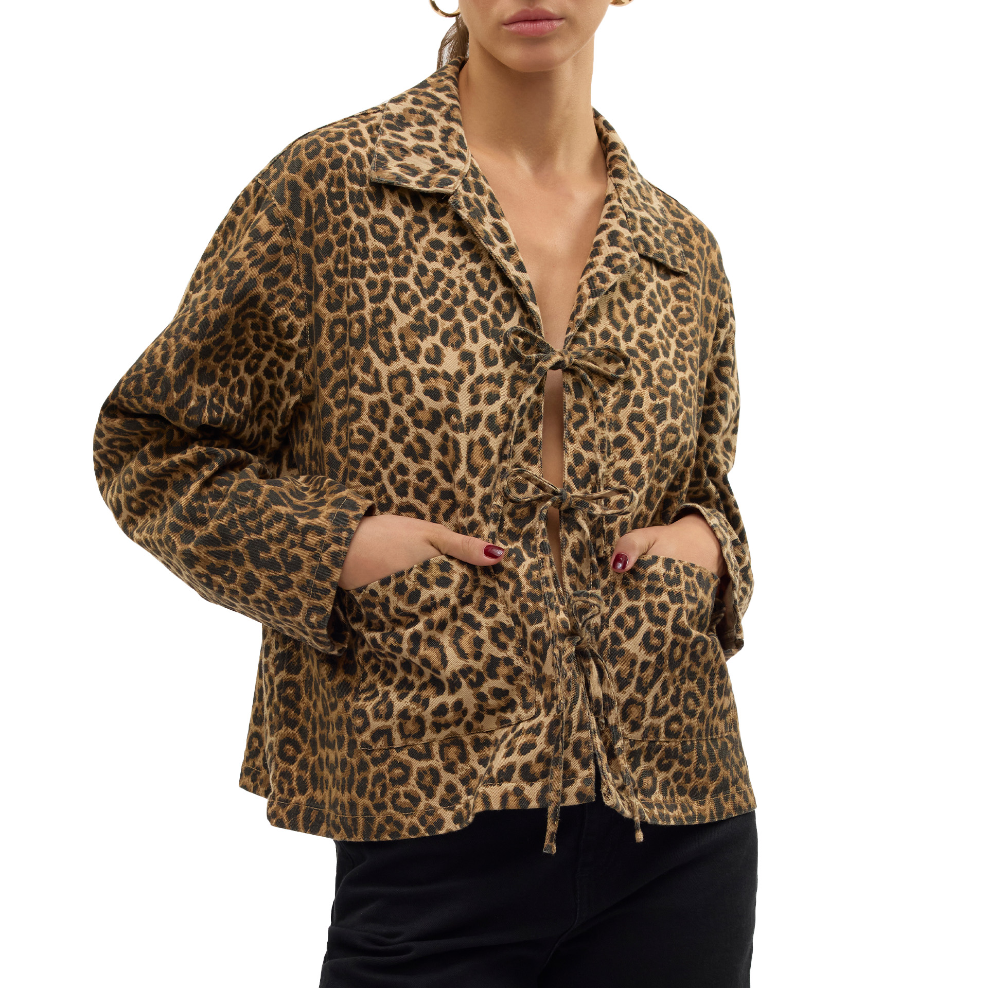 Vero Moda Vmkirby Ls Bow Dnm Leo Jacket Silver Mink