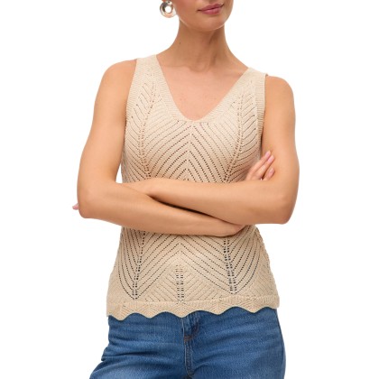 Vero Moda Vmnoel Sl V-neck Top Fr Birch W. Gold Lurex