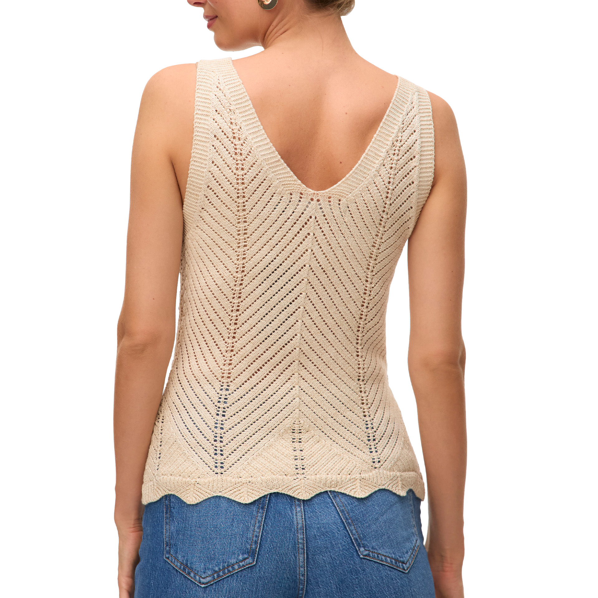 Vero Moda Vmnoel Sl V-neck Top Fr Birch W. Gold Lurex