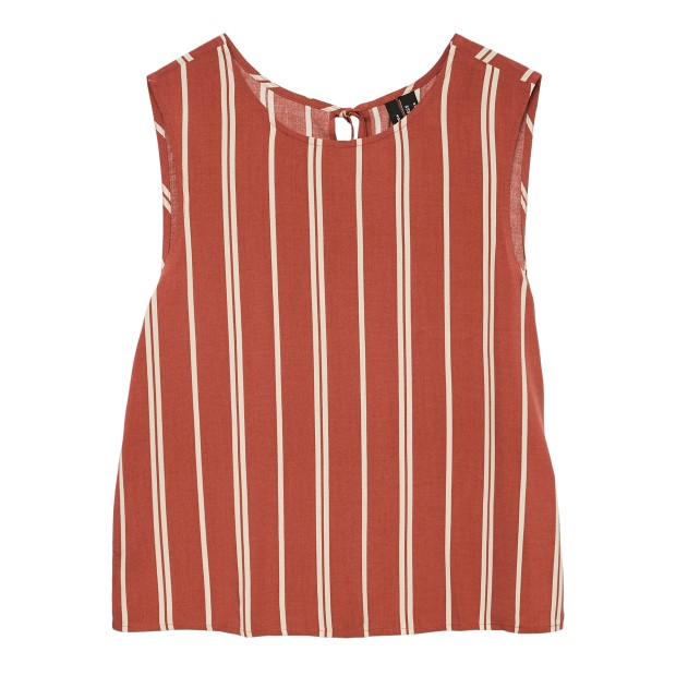 Vero Moda Vmchristina Sl Short Stripe Top Wvn Ga Marsala Birch