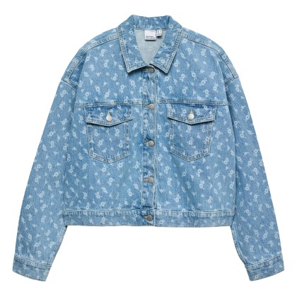 Vero Moda Vmcecilla Ls Flower Denim Jacket Medium Blue Denim