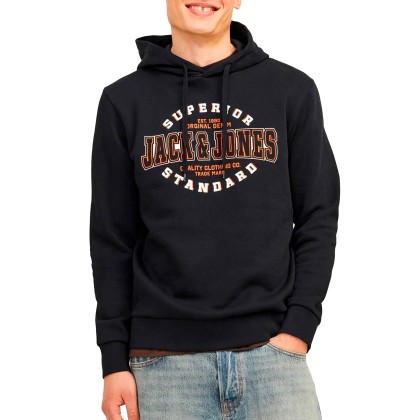 Jack & Jones  Jjelogo Sweat Hood 2 Col 24/25 Noos Black