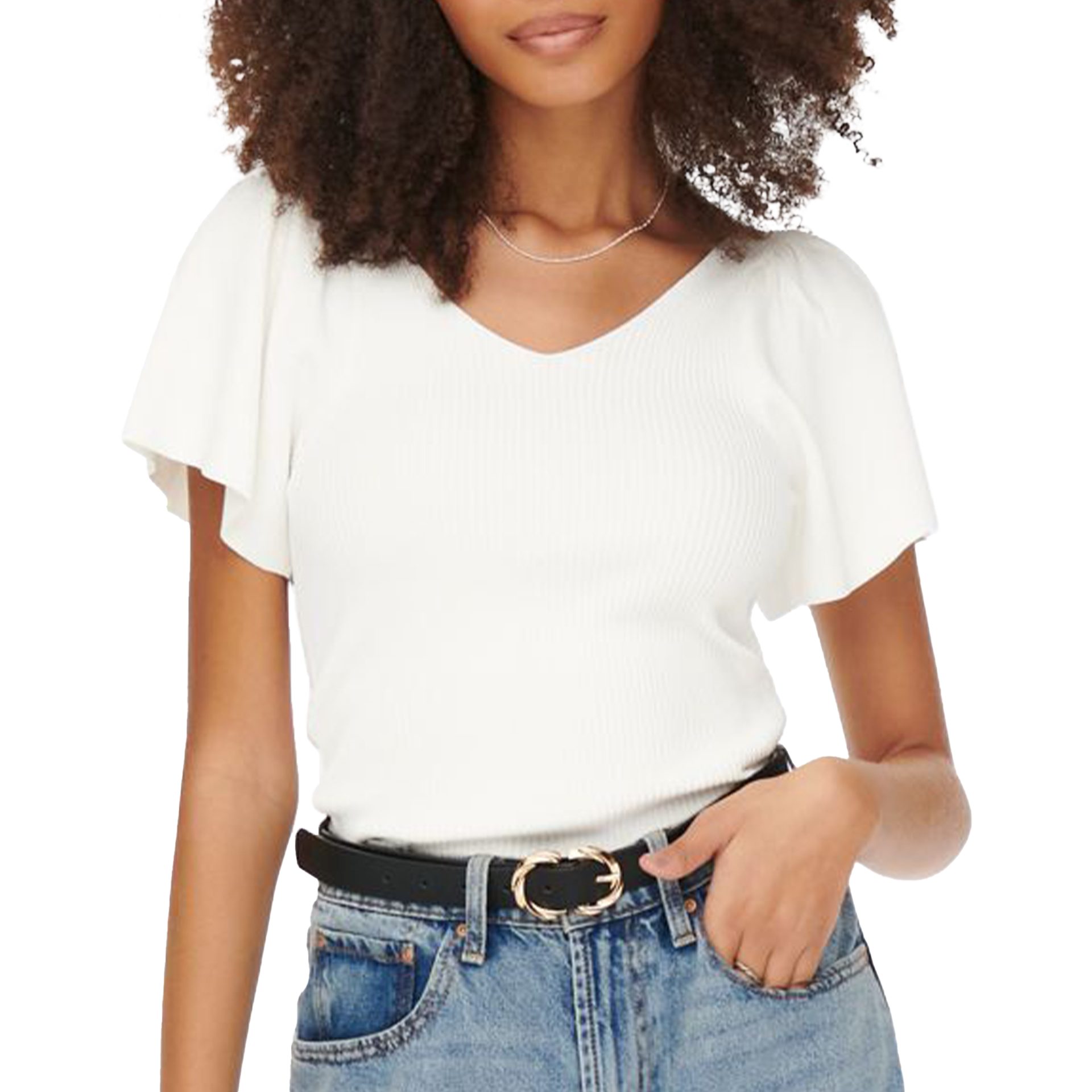 Only Onlleelo S/s Back Pullover Knt Noos Eggnog