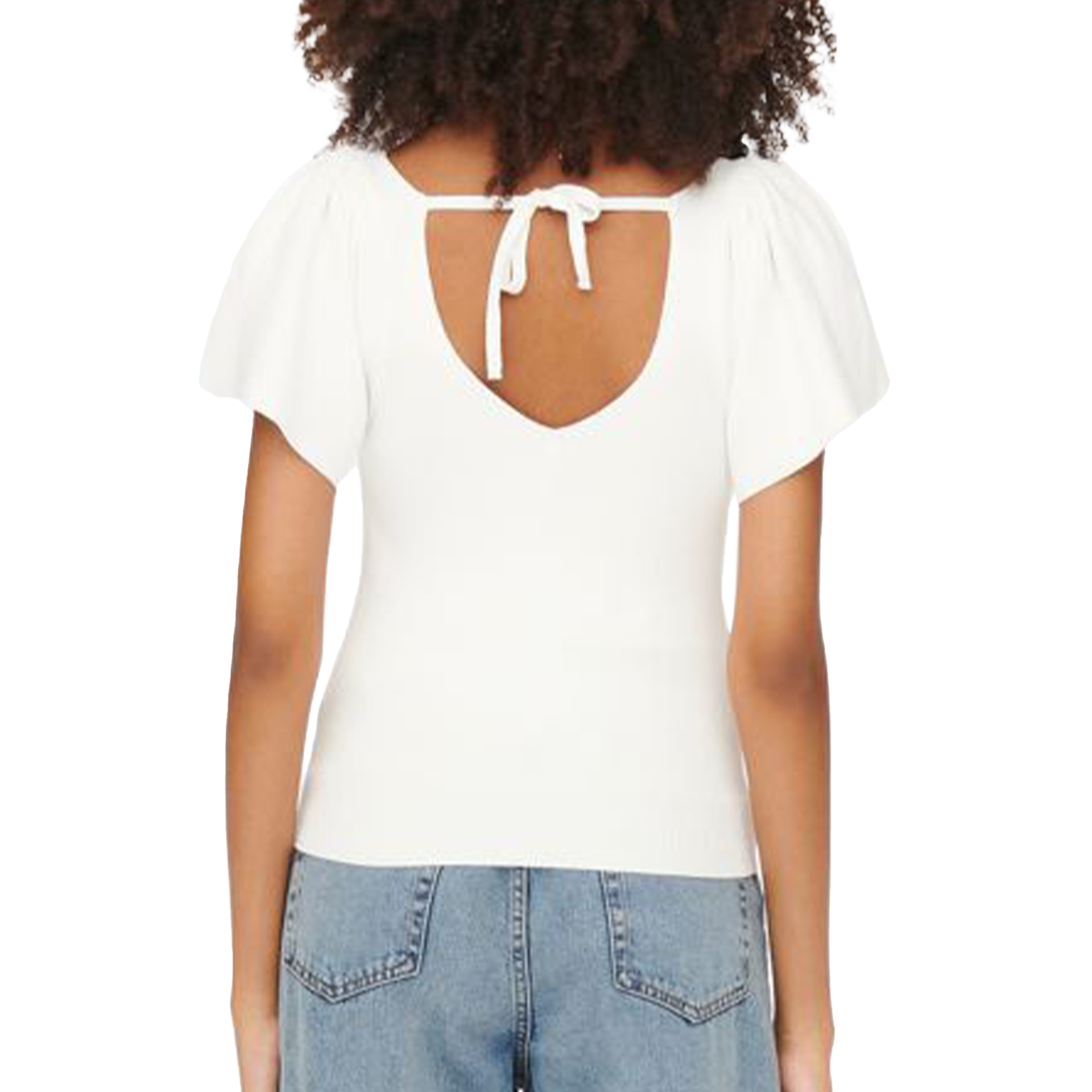 Only Onlleelo S/s Back Pullover Knt Noos Eggnog