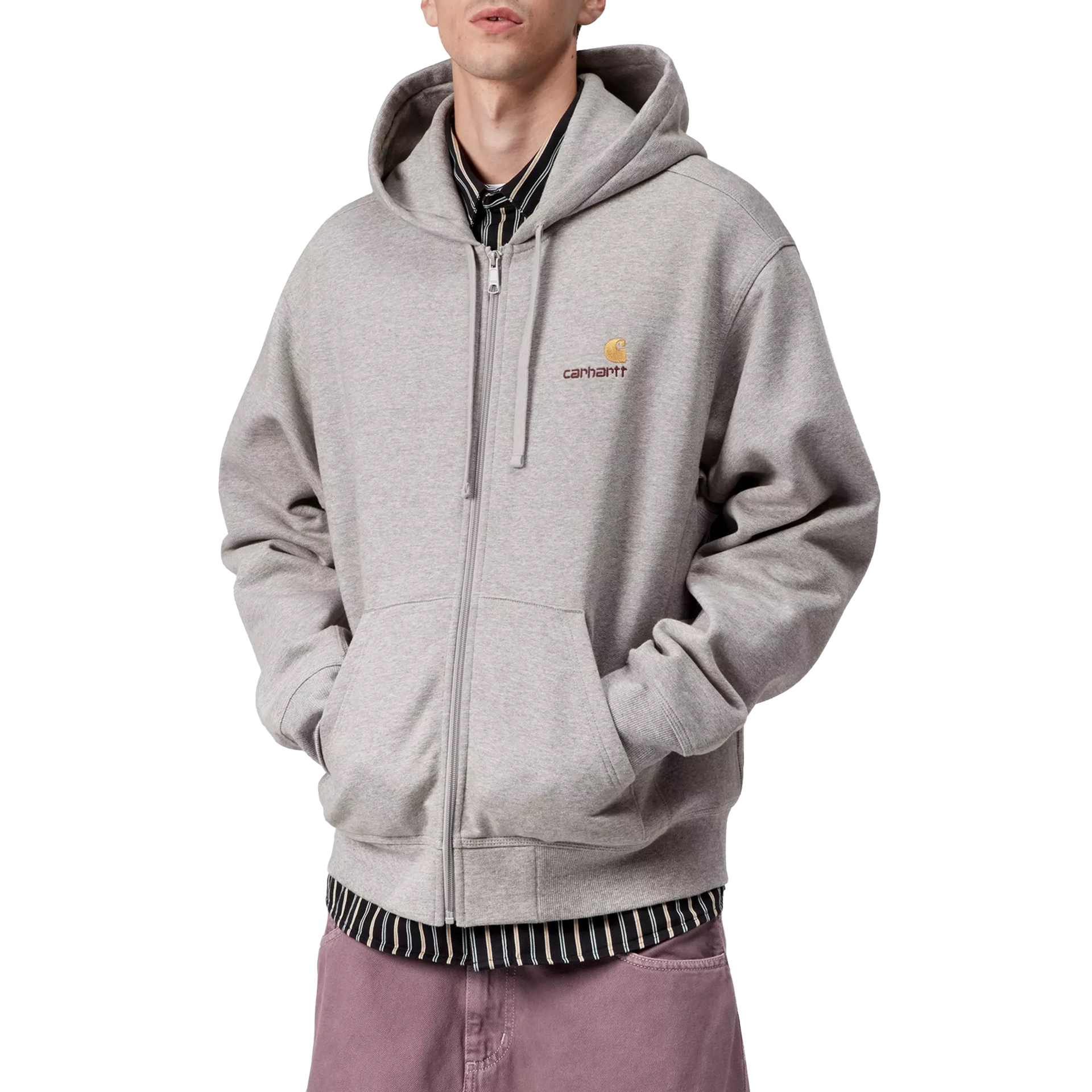 Carhartt Wip Casaco Hooded American Script Grey Heather