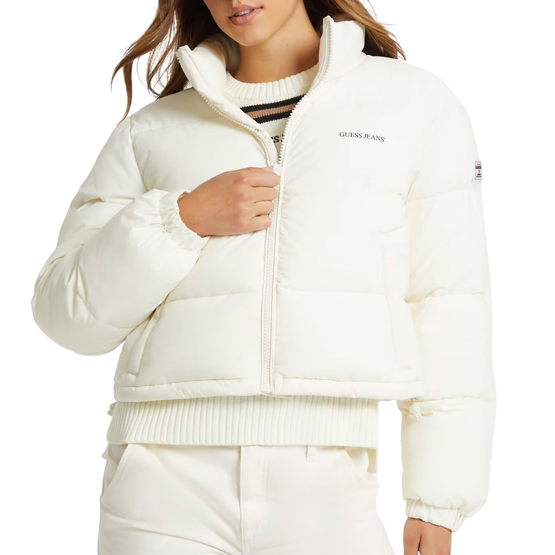 Guess Casaco Cropped Puffer Sandy Shore
